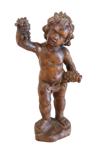 BACCHUS 18th Century German Standing Sculpture of Bacchus In Carved Wood