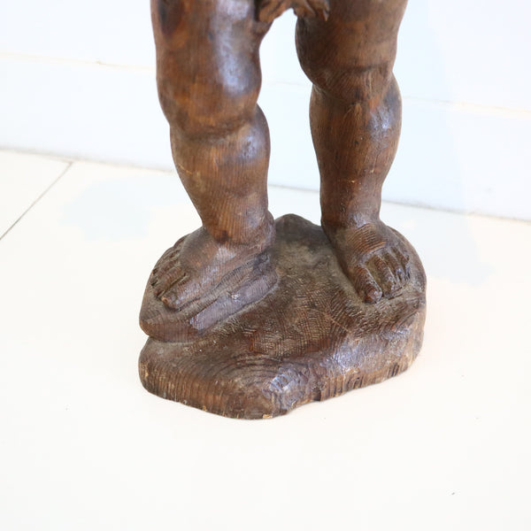 BACCHUS 18th Century German Standing Sculpture of Bacchus In Carved Wood