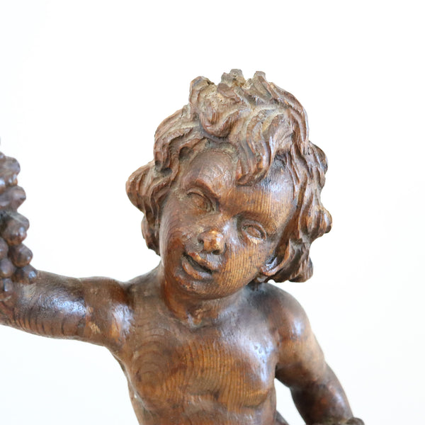 BACCHUS 18th Century German Standing Sculpture of Bacchus In Carved Wood