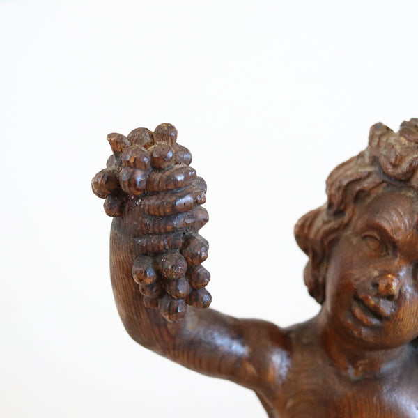 BACCHUS 18th Century German Standing Sculpture of Bacchus In Carved Wood