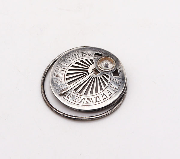 -Mappin Paris 1950 Retro Multiuse Money Clip Sun Clock And Compass In Silver