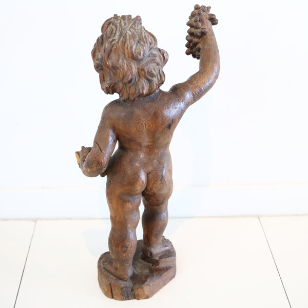 BACCHUS 18th Century German Standing Sculpture of Bacchus In Carved Wood