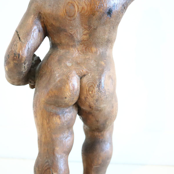 BACCHUS 18th Century German Standing Sculpture of Bacchus In Carved Wood