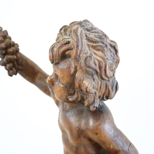 BACCHUS 18th Century German Standing Sculpture of Bacchus In Carved Wood