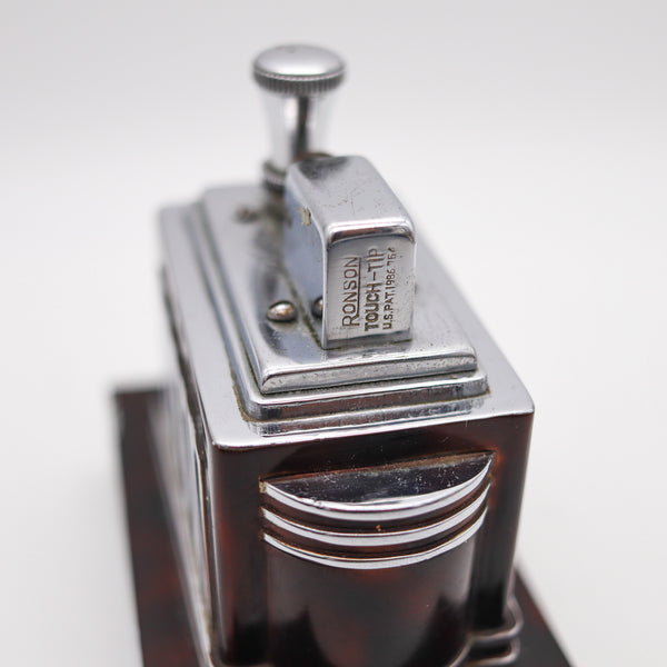 RONSON 1938 Art Deco Machine Age Lacquered Deluxe Classic Touch Tip Lighter