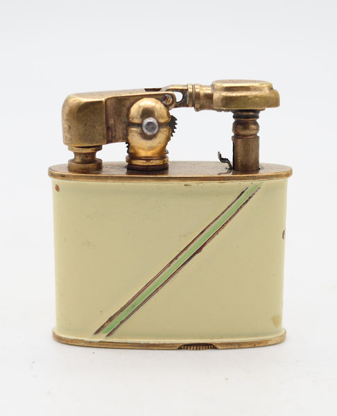 MÜLLER & GRÜNSTEIN 1928 Art-Deco Lacquered Stambul Petrol Lighter In Gilt Brass