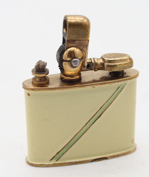 MÜLLER & GRÜNSTEIN 1928 Art-Deco Lacquered Stambul Petrol Lighter In Gilt Brass