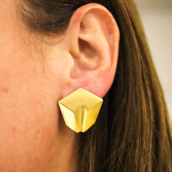 -Claude Chavent Paris Geometric Earrings In Sterling With 18Kt Gold Vermeil