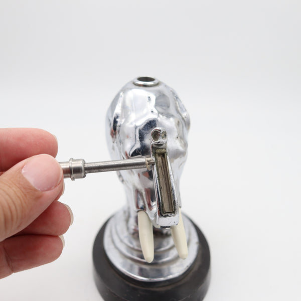 RONSON 1935 Elephant Touch-Tip Striker Lighter Black Cast Steel & Chromed Steel