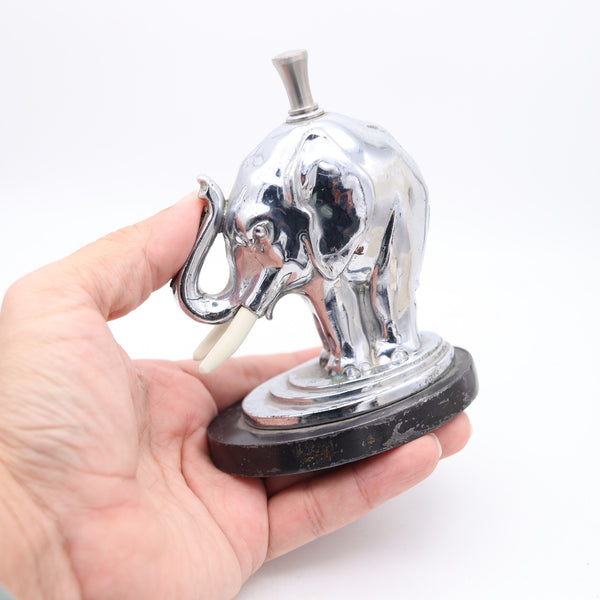 RONSON 1935 Elephant Touch-Tip Striker Lighter Black Cast Steel & Chromed Steel
