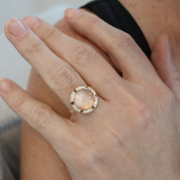 CHAUMET Paris Class-One Ring In 18Kt Gold With Diamonds & Moonstone