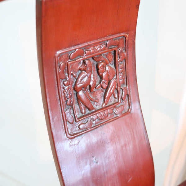 QING DINASTY 1880-1900 Pair Of Dignitaries Arm Chairs In Lacquered Carved Wood