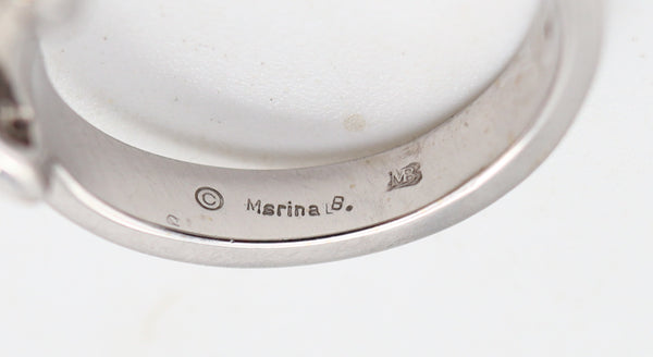 MARINA B. "Bvlgari" Milano Band Ring In 18Kt White Gold With VS Diamonds