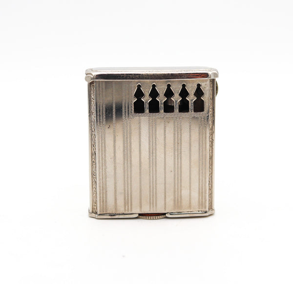 RIPLEY & GOWAN 1920 Art Deco Guilloche Enamel Lighter In .925 Sterling Silver