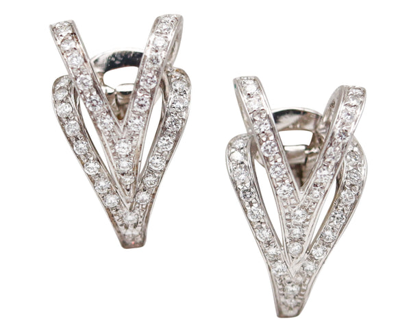 MARINA B. "Bvlgari" Milano Clips On Earrings In 18Kt White Gold With VS Diamonds