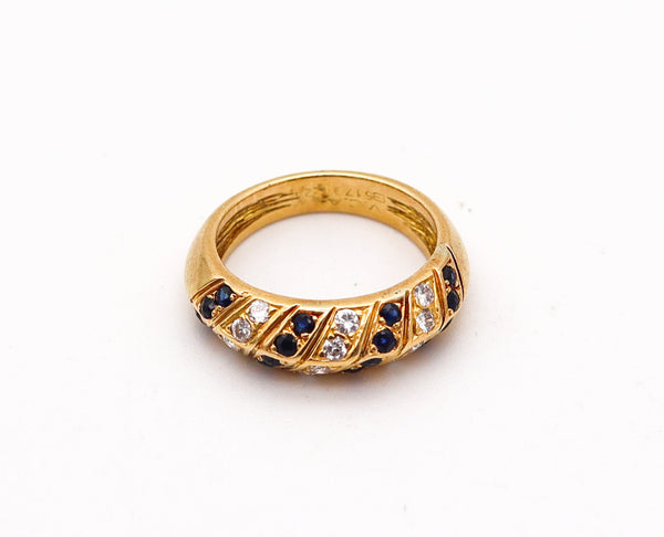 VAN CLEEF & ARPELS Paris Band Ring In 18Kt Gold With Diamonds And Sapphires