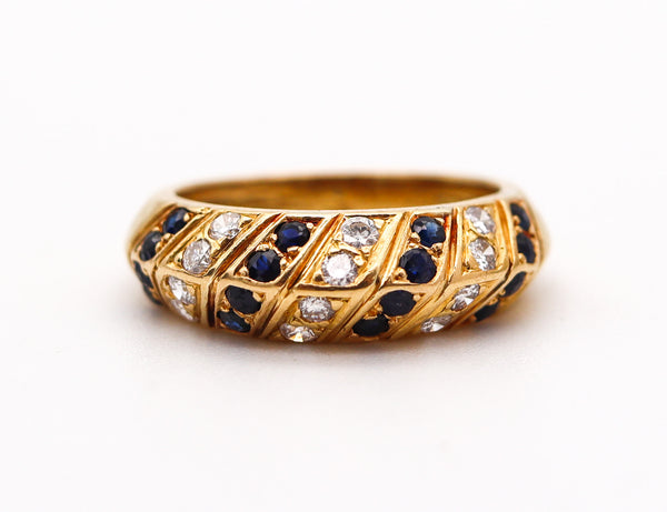 VAN CLEEF & ARPELS Paris Band Ring In 18Kt Gold With Diamonds And Sapphires