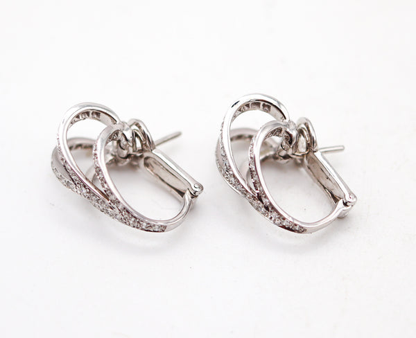 MARINA B. "Bvlgari" Milano Clips On Earrings In 18Kt White Gold With VS Diamonds
