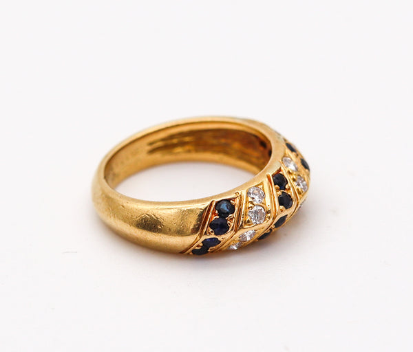 VAN CLEEF & ARPELS Paris Band Ring In 18Kt Gold With Diamonds And Sapphires