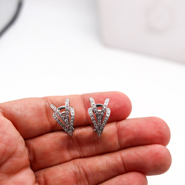 MARINA B. "Bvlgari" Milano Clips On Earrings In 18Kt White Gold With VS Diamonds
