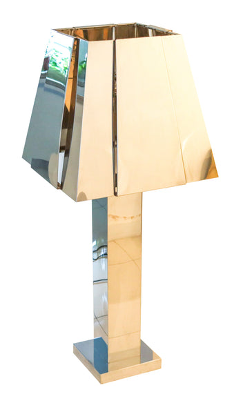CURTIS JERE 1970 Monumental Skyscraper Table Lamp In Polished Chromed Steel