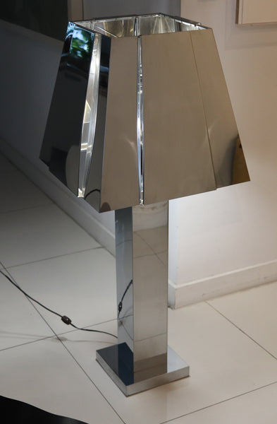 CURTIS JERE 1970 Monumental Skyscraper Table Lamp In Polished Chromed Steel