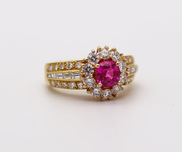 VAN CLEEF & ARPELS Cocktail Ring 18Kt Gold With 2.52 Ctw Diamonds & Pink Sapphire