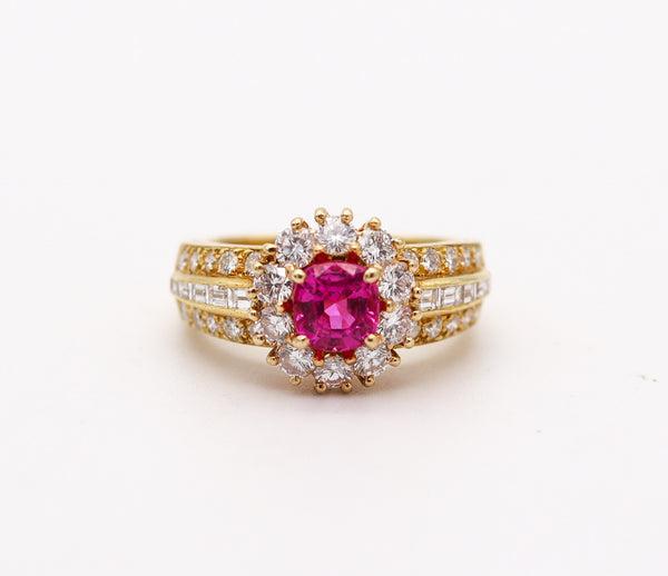 VAN CLEEF & ARPELS Cocktail Ring 18Kt Gold With 2.52 Ctw Diamonds & Pink Sapphire