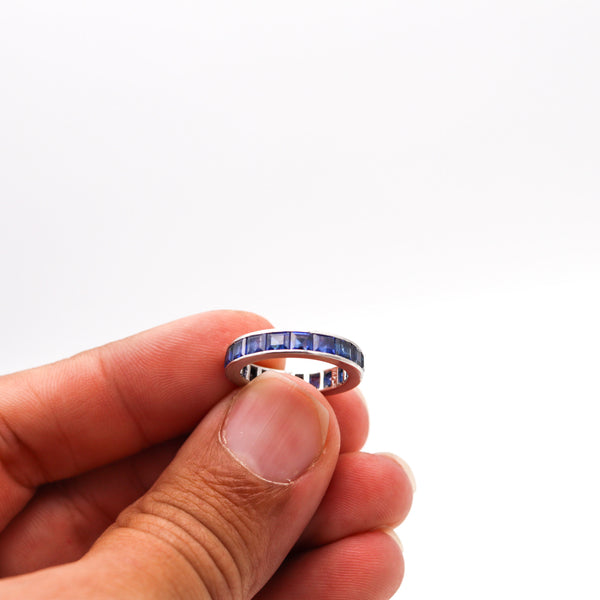 DAVID WEBB 1970 Eternity Ring In Platinum With 3.80 Ctw In Blue Sapphires