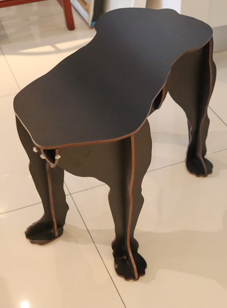 DOG-SHAPED Table An Unusual Modernist Side-Table Accent in Black Plywood