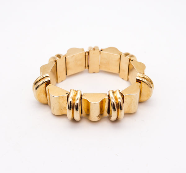 TIFFANY & CO. 1950 Retro Modernist Geometric Bracelet In Solid 14Kt Yellow Gold