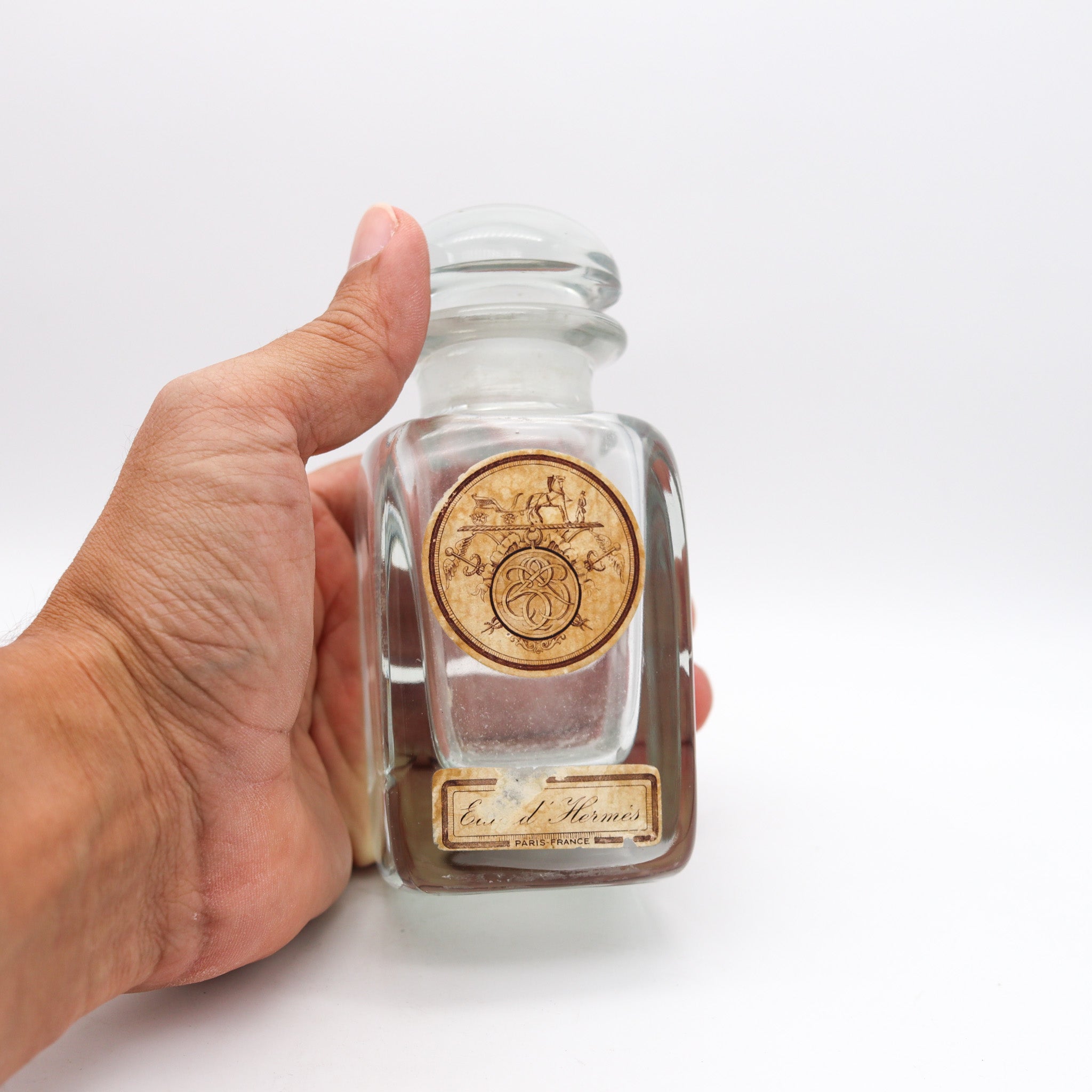 Hermes Paris 1950 Vintage Large Eau D' Hermes Bottle In Crystal