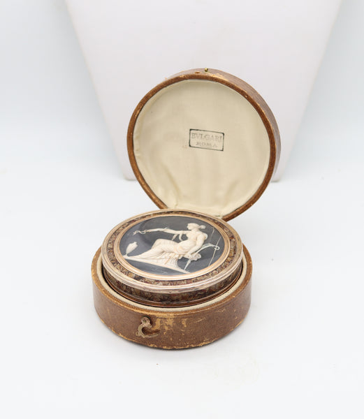 PIET-JOSEPH SAUVAGE 1780 BVLGARI Paint Round Box In 18Kt Gold With Fitted Box
