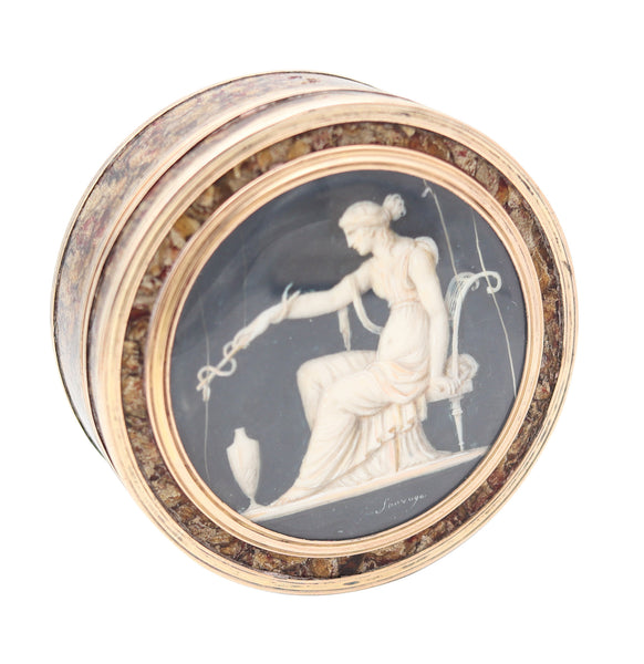 PIET-JOSEPH SAUVAGE 1780 BVLGARI Paint Round Box In 18Kt Gold With Fitted Box