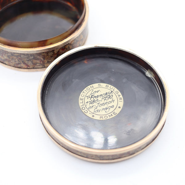 PIET-JOSEPH SAUVAGE 1780 BVLGARI Paint Round Box In 18Kt Gold With Fitted Box