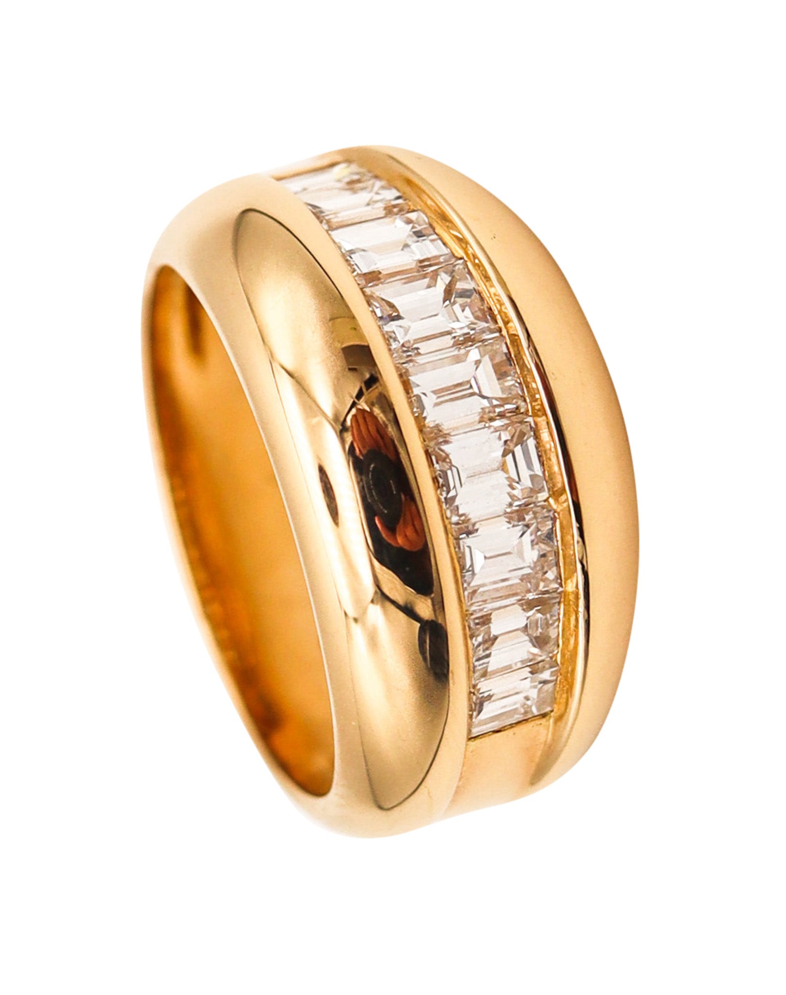 CARTIER Paris 1970 Band Ring In 18Kt Yellow Gold With 1.45 Ctw Diamonds