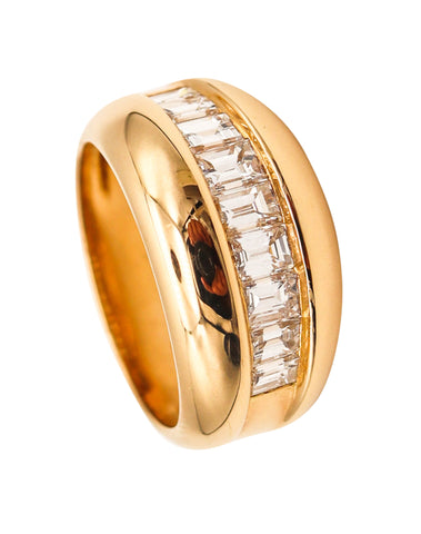 CARTIER Paris 1970 Band Ring In 18Kt Yellow Gold With 1.45 Ctw Diamonds