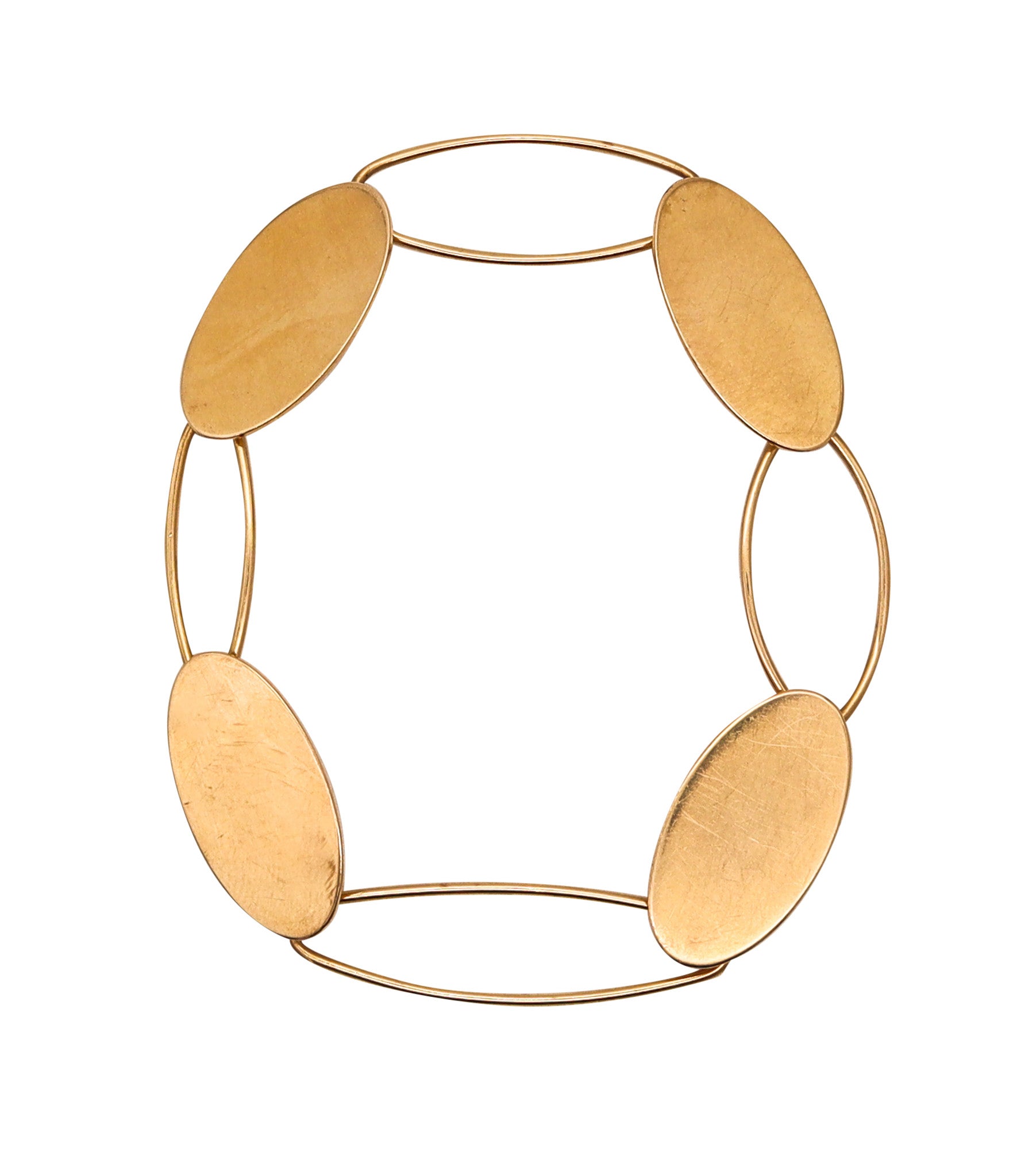 BETTY COOKE 1980 Geometric Open Ovals Bracelet In 14Kt Yellow Gold