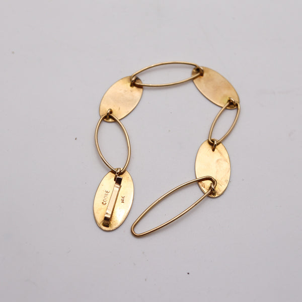 BETTY COOKE 1980 Geometric Open Ovals Bracelet In 14Kt Yellow Gold