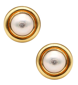 -Tiffany & Co. 1981 Paloma Picasso Earrings In 18Kt Gold With Diamonds And Pearls