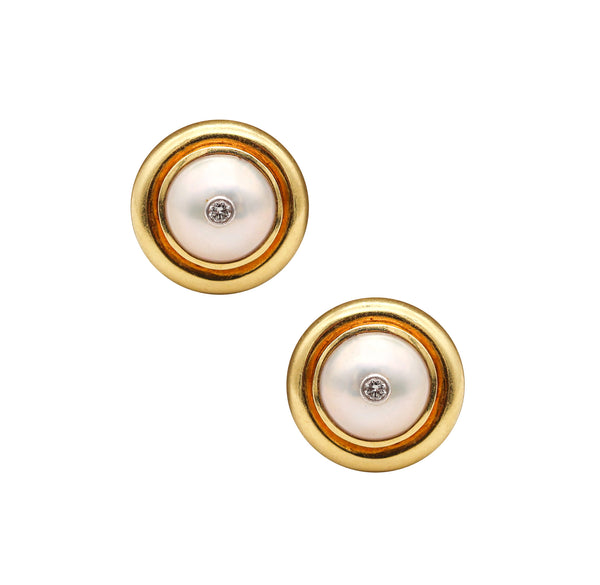 -Tiffany & Co. 1981 Paloma Picasso Earrings In 18Kt Gold With Diamonds And Pearls