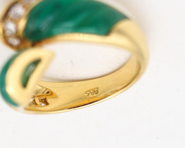 PICCHIOTTI Cocktail Ring In 18Kt Yellow Gold With Chrysoprase and VS Diamonds