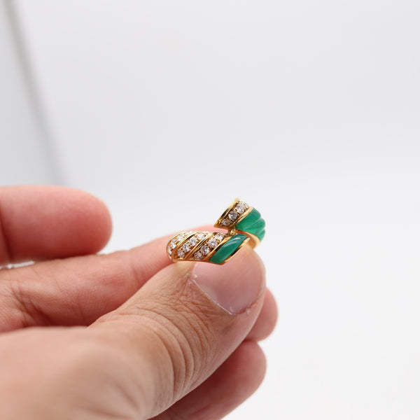 PICCHIOTTI Cocktail Ring In 18Kt Yellow Gold With Chrysoprase and VS Diamonds