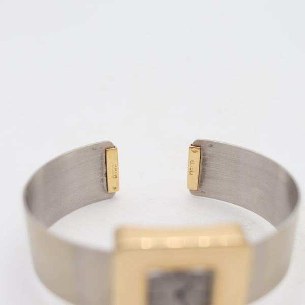 VAN CLEEF & ARPELS Uti Paris 1980 Cuff Bracelet Square Wristwatch In 18Kt Gold