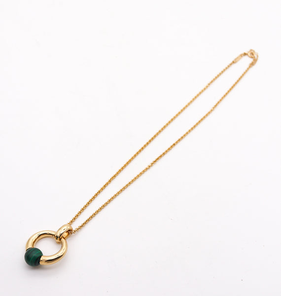-Cartier Paris 1994 Rare Necklace Pendant In 18Kt Yellow Gold With Malachite