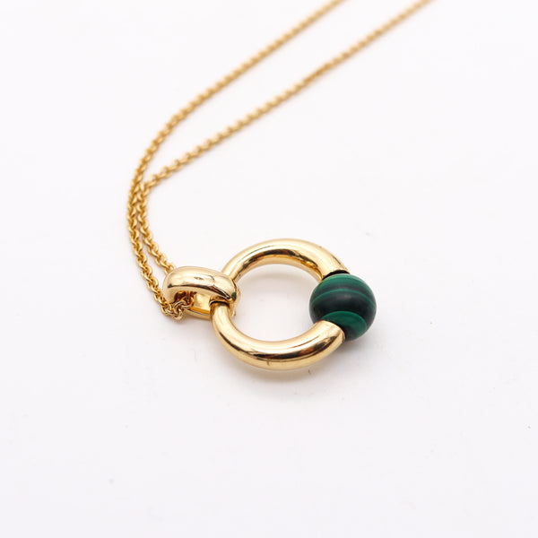 -Cartier Paris 1994 Rare Necklace Pendant In 18Kt Yellow Gold With Malachite