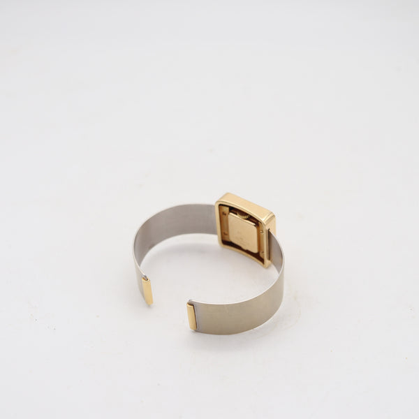 VAN CLEEF & ARPELS Uti Paris 1980 Cuff Bracelet Square Wristwatch In 18Kt Gold