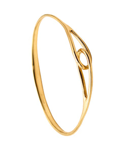 TIFFANY & CO. Modernist Double Lock Bangle Bracelet In Solid 18Kt Yellow Gold