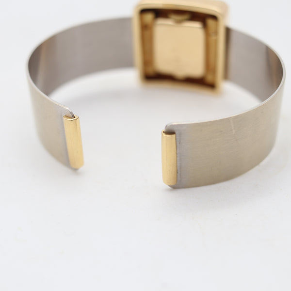 VAN CLEEF & ARPELS Uti Paris 1980 Cuff Bracelet Square Wristwatch In 18Kt Gold