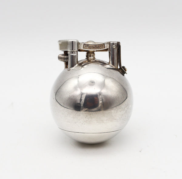 DUNHILL London 1929 Ball Desk Petrol Lighter In Solid .925 Sterling Silver